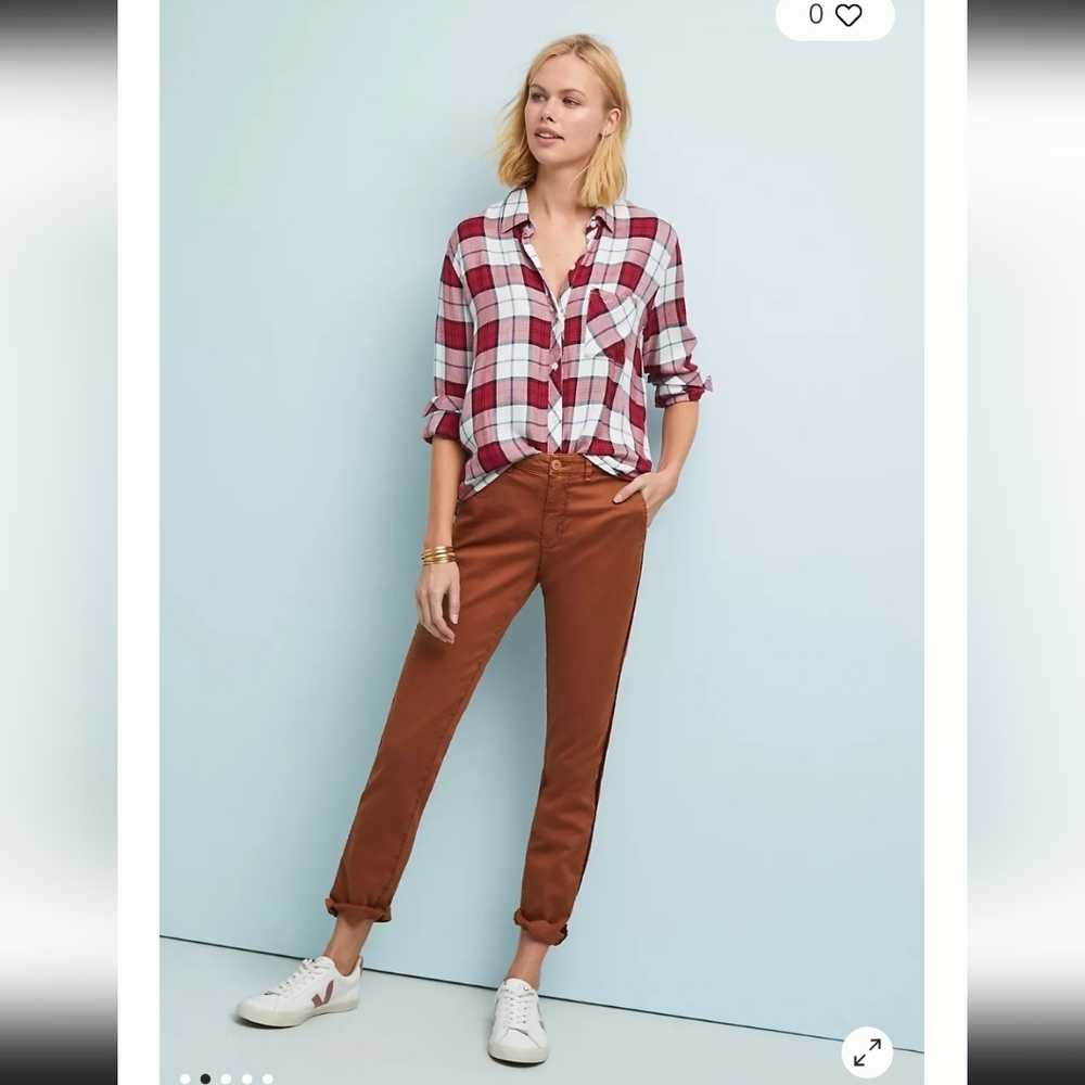 Anthropologie Relaxed Striped Chino Pants Size 27 Inseam 30 NWOT